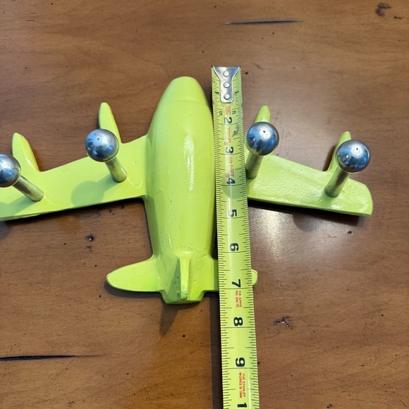 VINTAGE AIRPLANE Wall Hook Rack - Lime Green Metal - Picture 2 of 5
